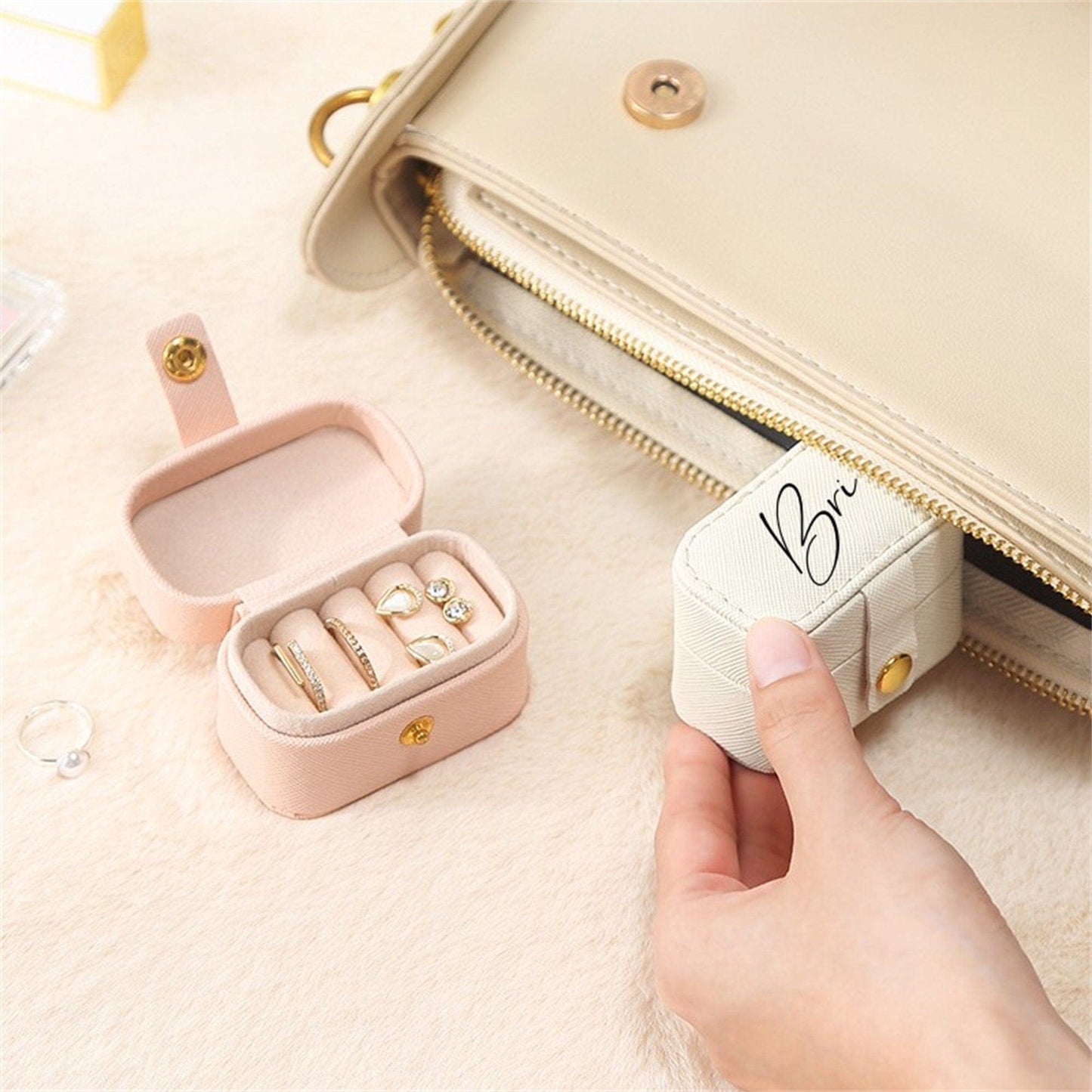 Personalized Mini Jewelry Box | Vegan Leather - - San Rocco Italia