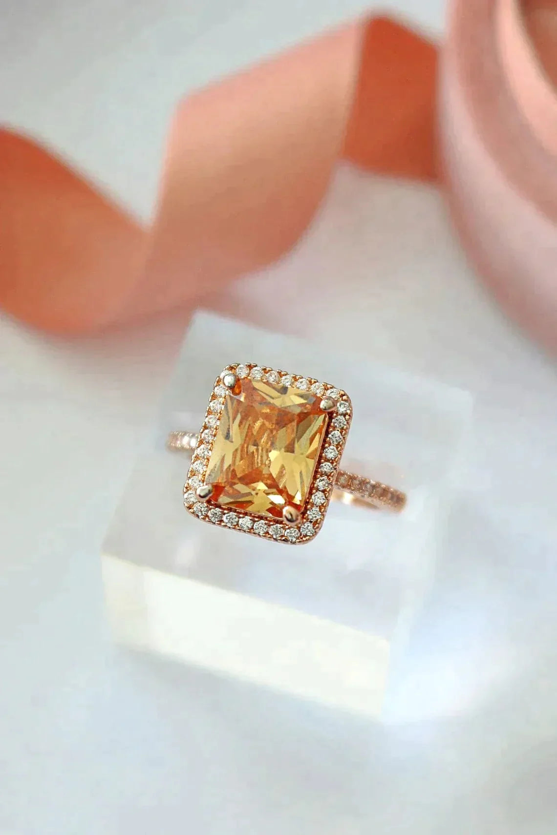 Champagne Halo Ring | 18K rose gold plated - Premium Rings - Just €50.95! Shop now at San Rocco Italia