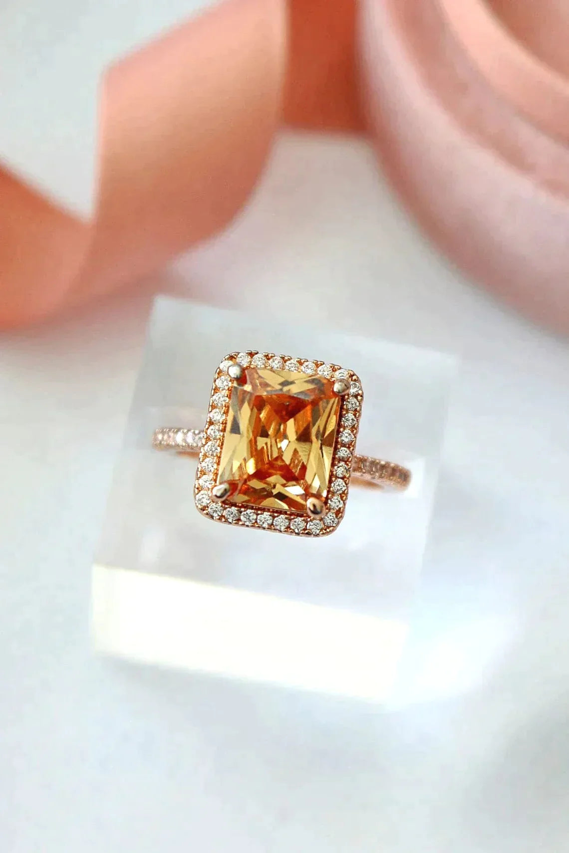 Champagne Halo Ring | 18K rose gold plated - Premium Rings - Just €50.95! Shop now at San Rocco Italia