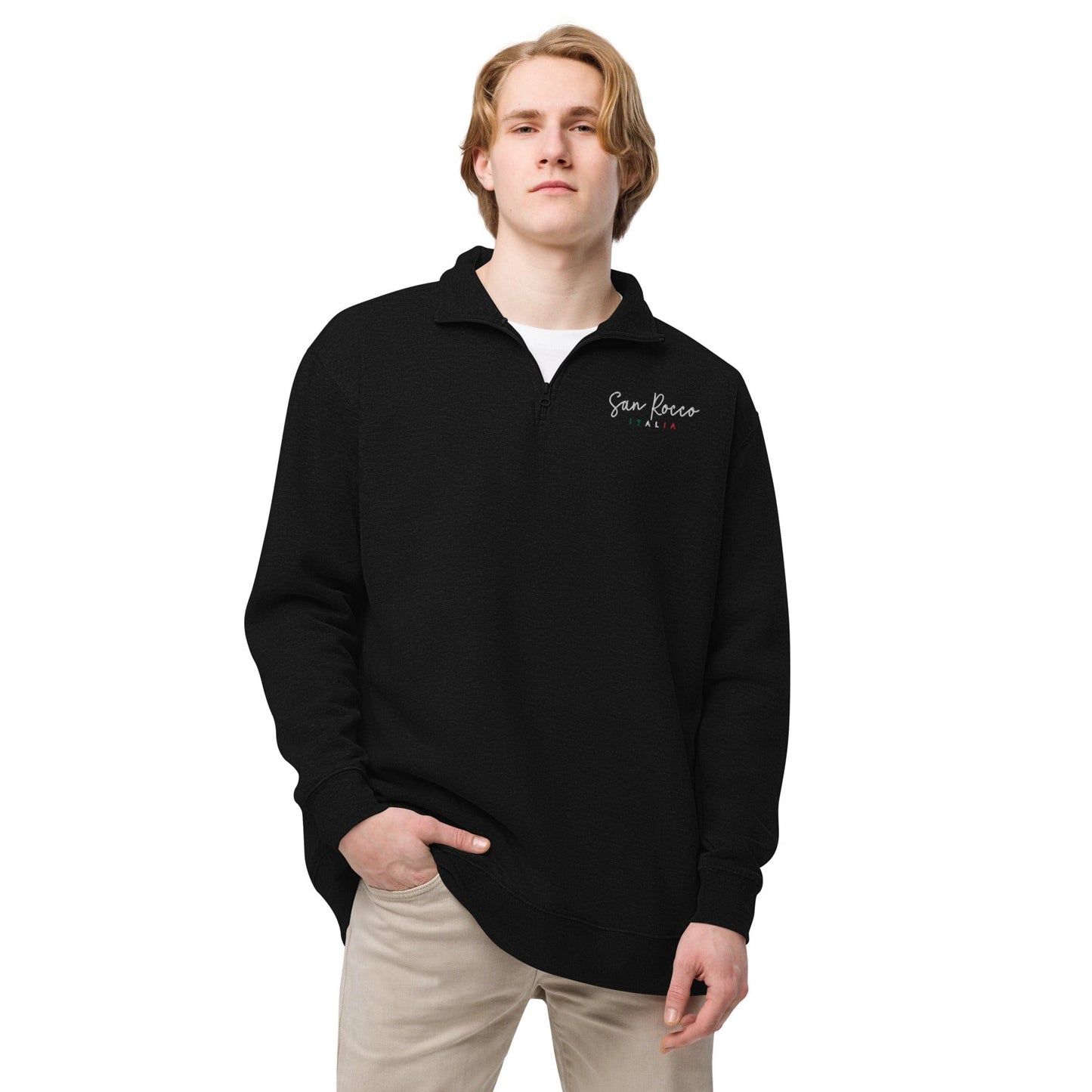 San Rocco Italia embroidered logo unisex fleece pullover - Premium - Shop now at San Rocco Italia