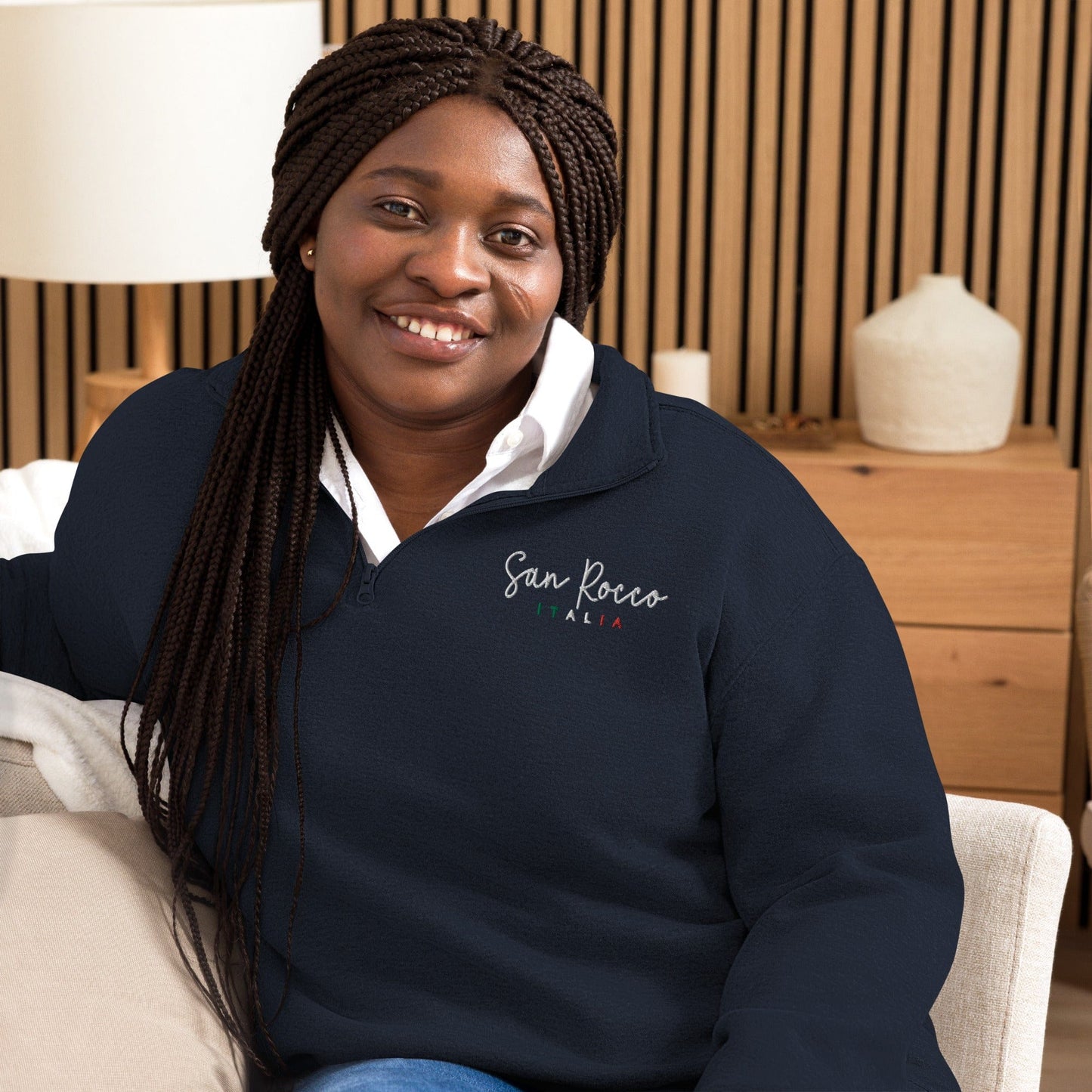 San Rocco Italia embroidered logo unisex fleece pullover - Premium - Shop now at San Rocco Italia