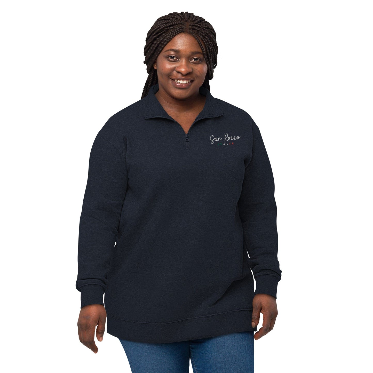 San Rocco Italia embroidered logo unisex fleece pullover - Premium - Shop now at San Rocco Italia