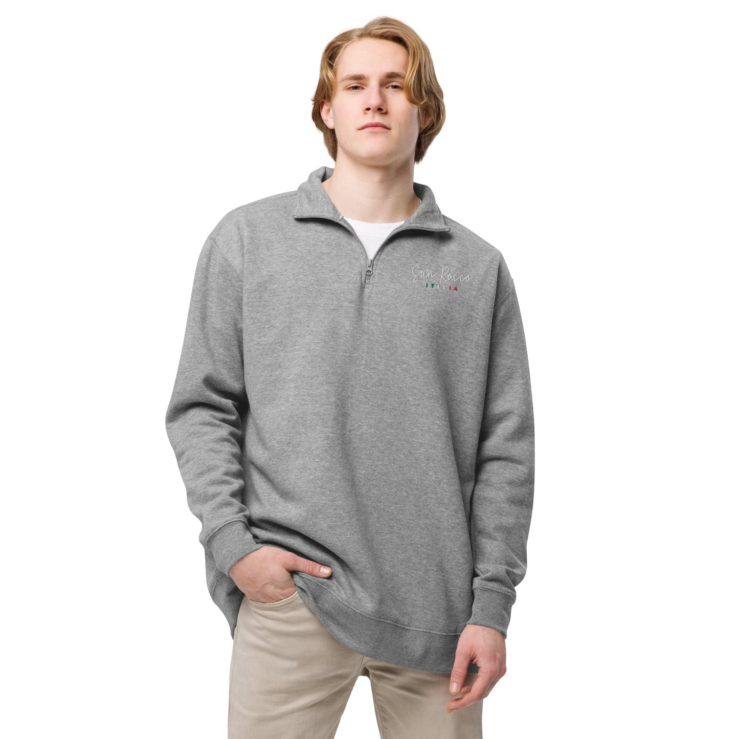 San Rocco Italia embroidered logo unisex fleece pullover - Premium - Shop now at San Rocco Italia