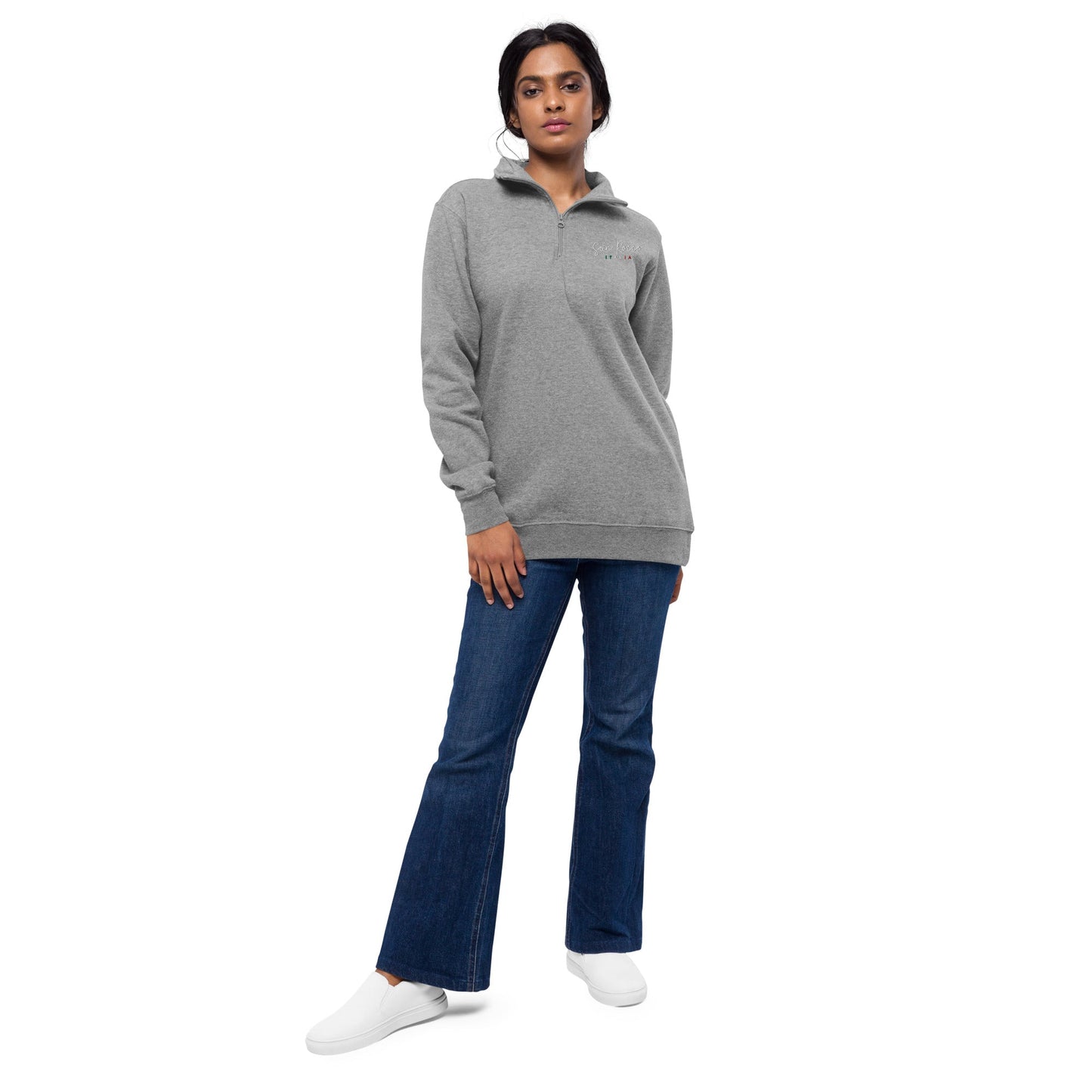 San Rocco Italia embroidered logo unisex fleece pullover - Premium - Shop now at San Rocco Italia