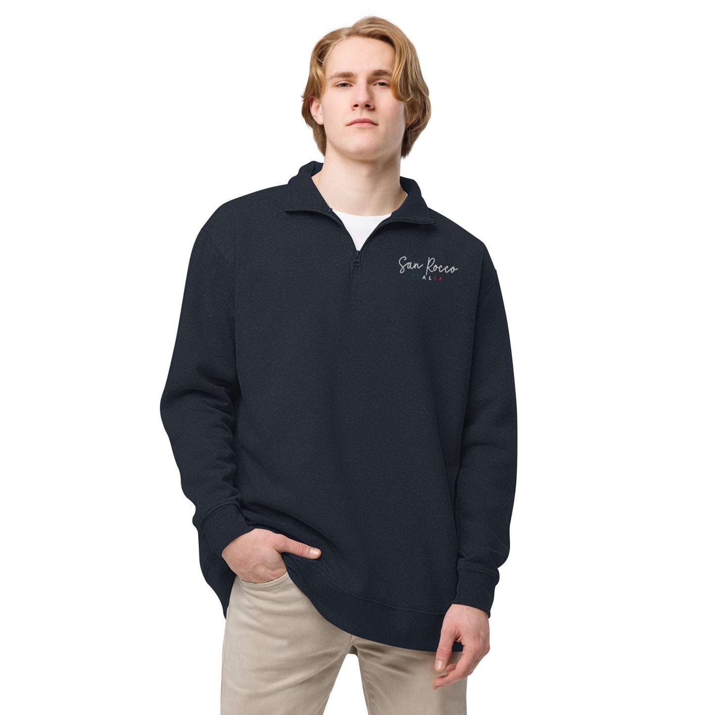 San Rocco Italia embroidered logo unisex fleece pullover - Premium - Shop now at San Rocco Italia