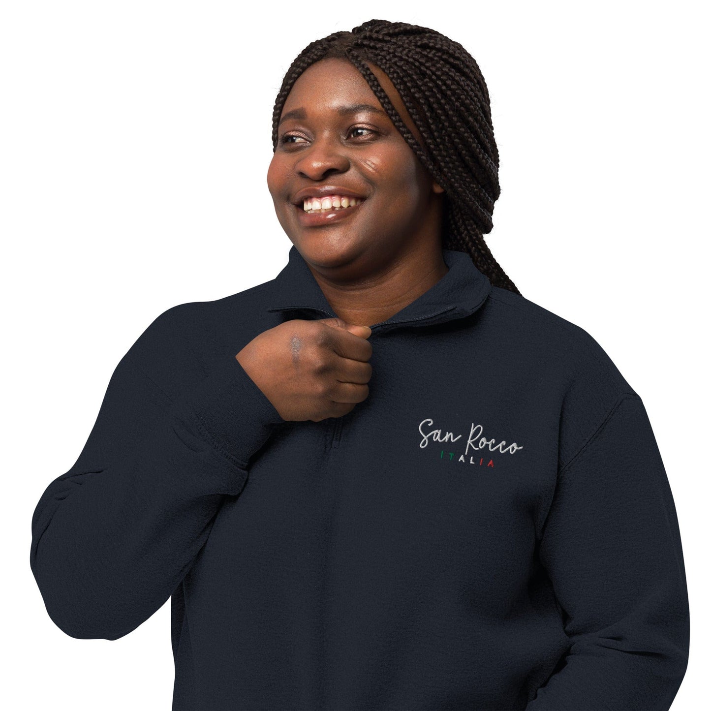 San Rocco Italia embroidered logo unisex fleece pullover - Premium - Shop now at San Rocco Italia