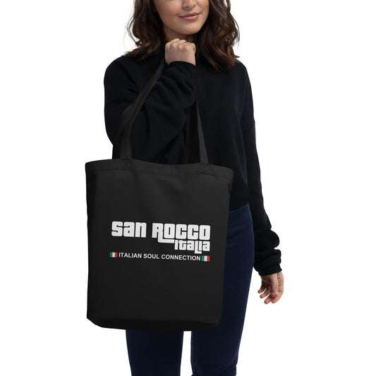 Black San Rocco Italia Soul Connection Eco Tote Bag - Made from 100% Organic Cotton San Rocco Italia