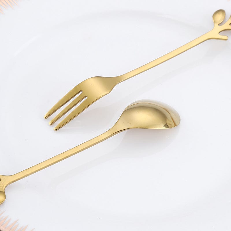 Leaf Spoons and Forks - Set of 8 - Silverware - San Rocco Italia