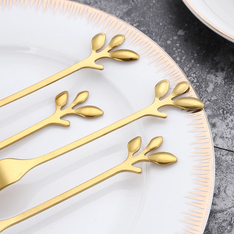 Leaf Spoons and Forks - Set of 8 - Silverware - San Rocco Italia