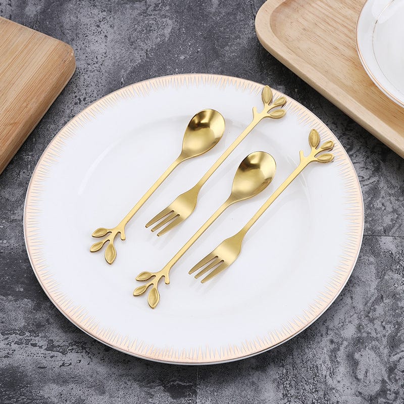 Leaf Spoons and Forks - Set of 8 - Silverware - San Rocco Italia