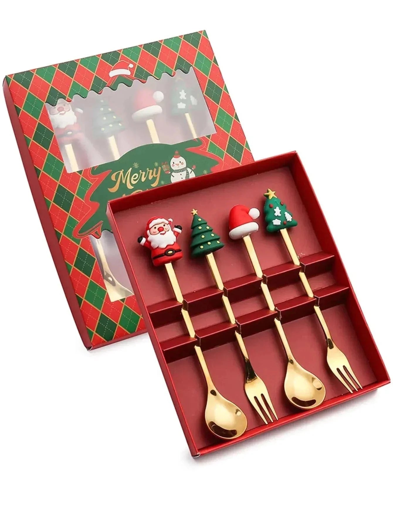 Stainless Steel Christmas Tea Spoons and Forks | Sets of 4/6Pcs - Premium - Just €15.95! Shop now at San Rocco Italia