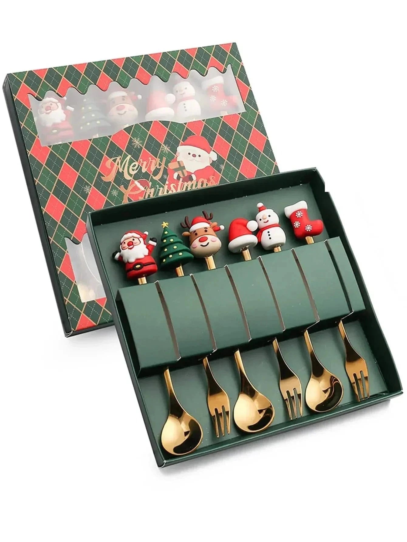 Stainless Steel Christmas Tea Spoons and Forks | Sets of 4/6Pcs - Premium - Just €15.95! Shop now at San Rocco Italia