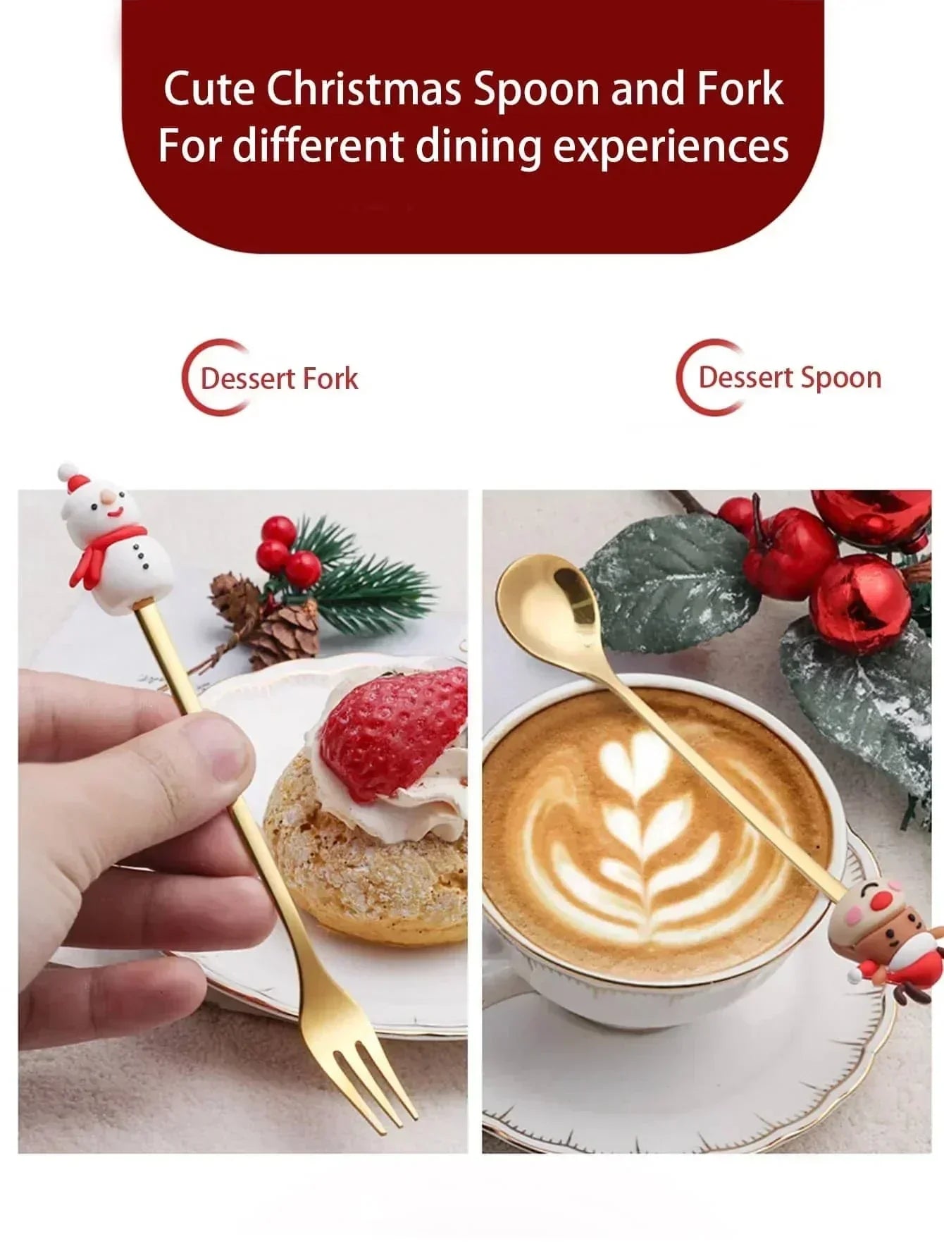 Stainless Steel Christmas Tea Spoons and Forks | Sets of 4/6Pcs - Premium - Just €15.95! Shop now at San Rocco Italia