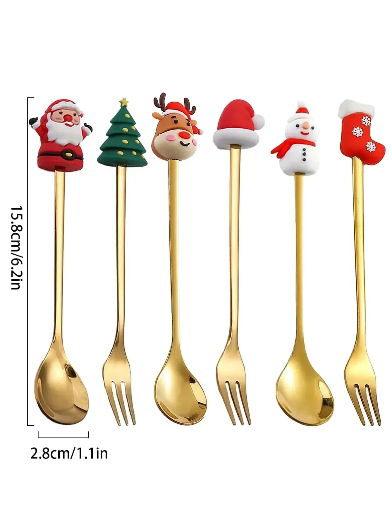 Stainless Steel Christmas Tea Spoons and Forks | Sets of 4/6Pcs - Premium - Just €15.95! Shop now at San Rocco Italia