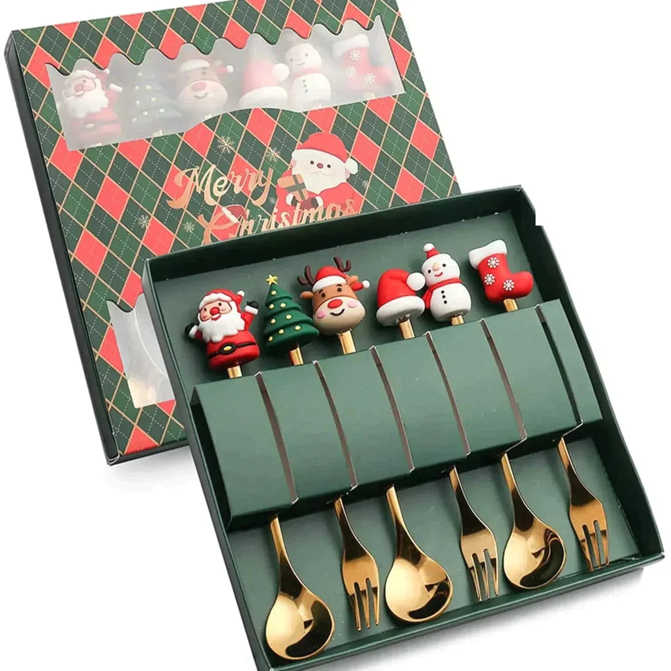 Stainless Steel Christmas Tea Spoons and Forks | Sets of 4/6Pcs - Premium - Just €15.95! Shop now at San Rocco Italia