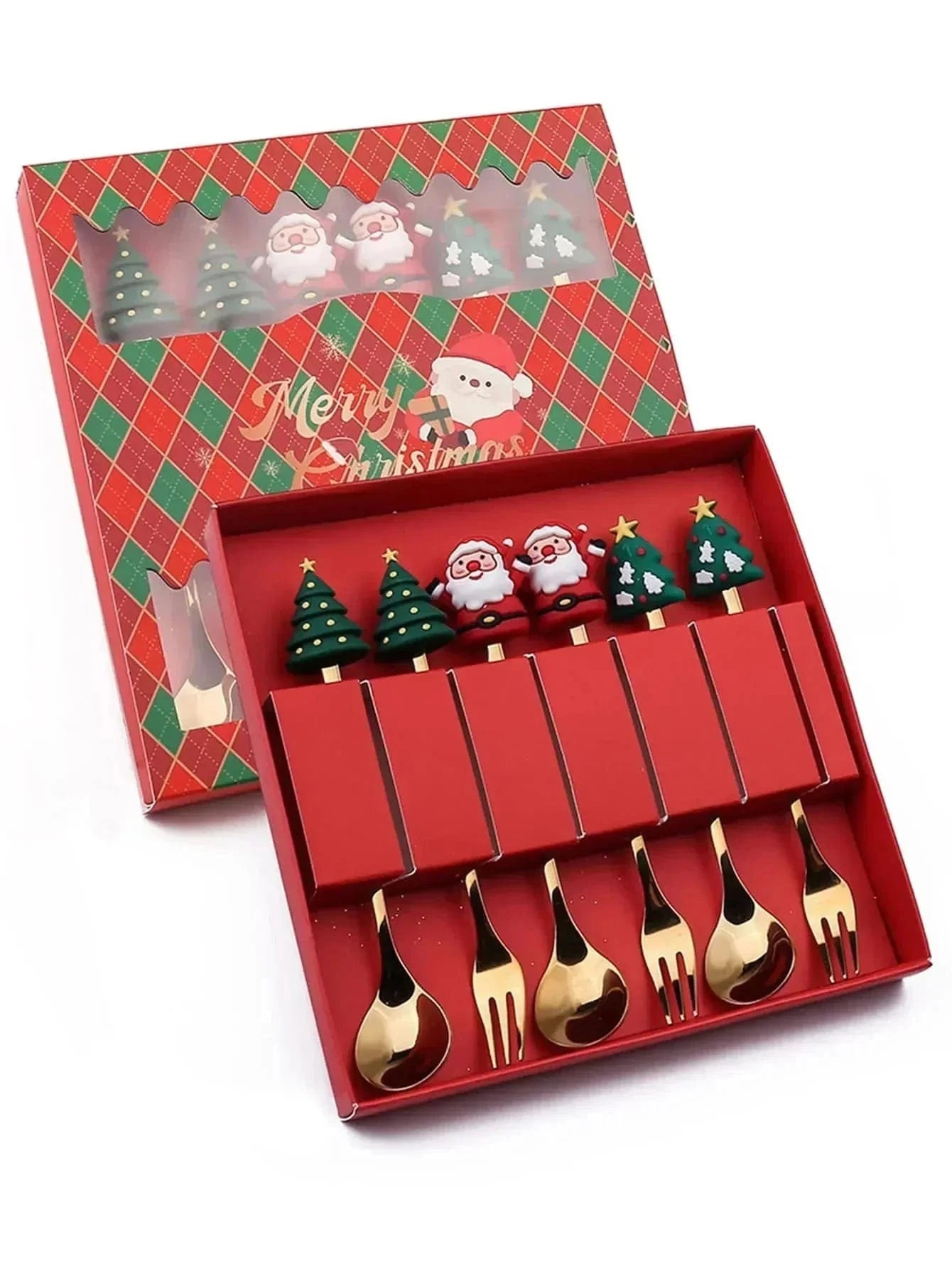 Stainless Steel Christmas Tea Spoons and Forks | Sets of 4/6Pcs - Premium - Just €15.95! Shop now at San Rocco Italia