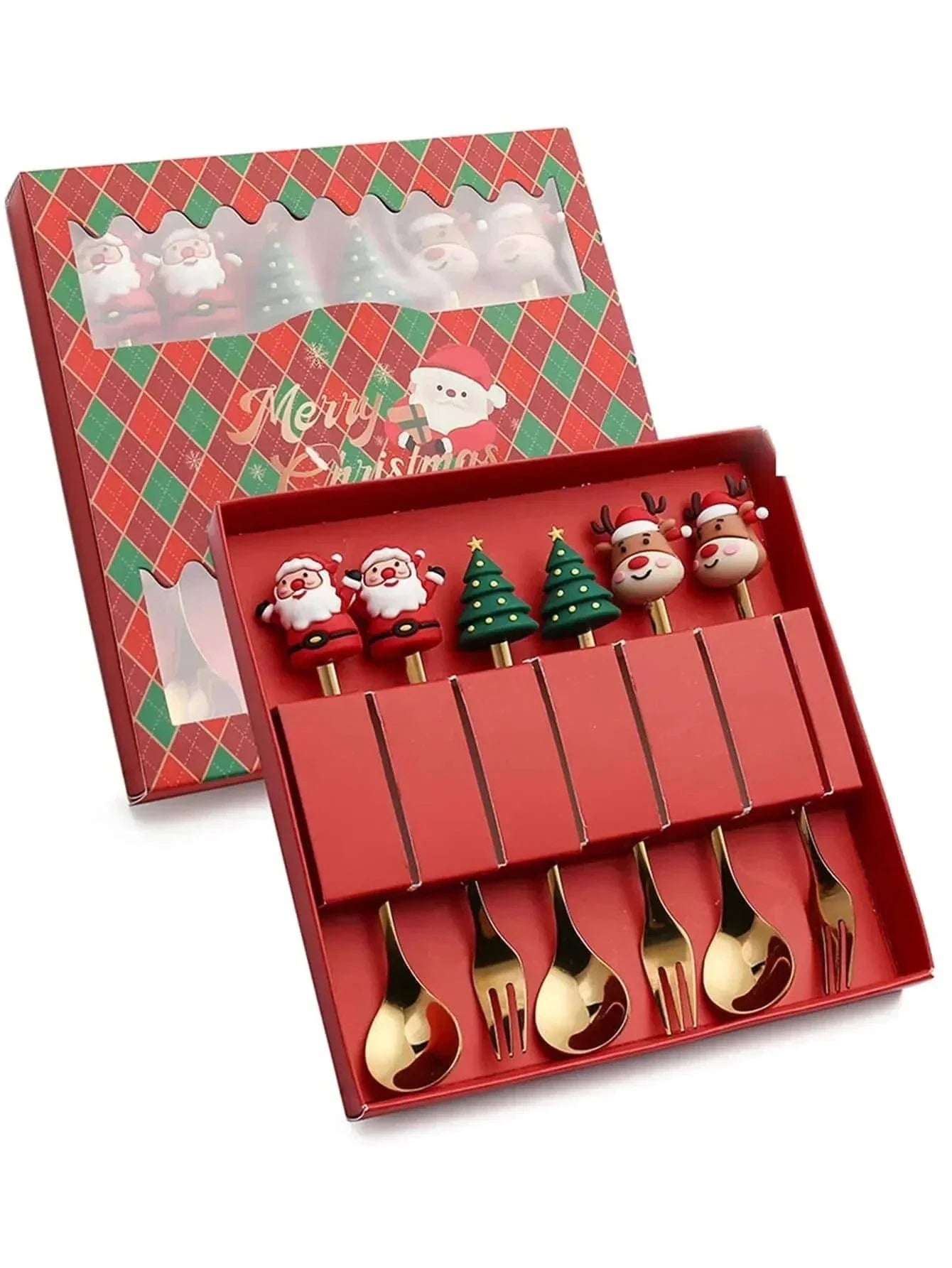 Stainless Steel Christmas Tea Spoons and Forks | Sets of 4/6Pcs - Premium - Just €15.95! Shop now at San Rocco Italia