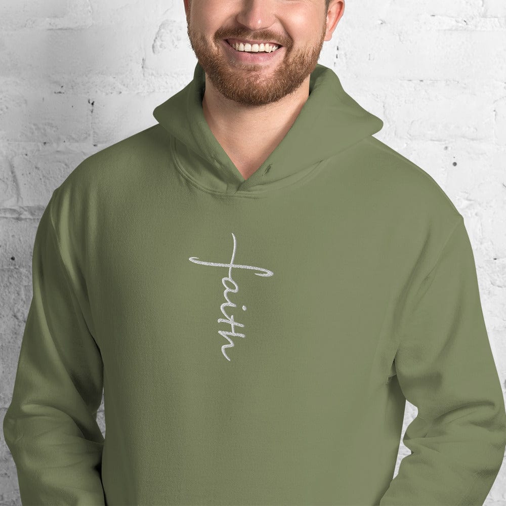 Sweatshirts & Hoodies Faith Cross Embroidered Unisex Hoodie San Rocco Italia