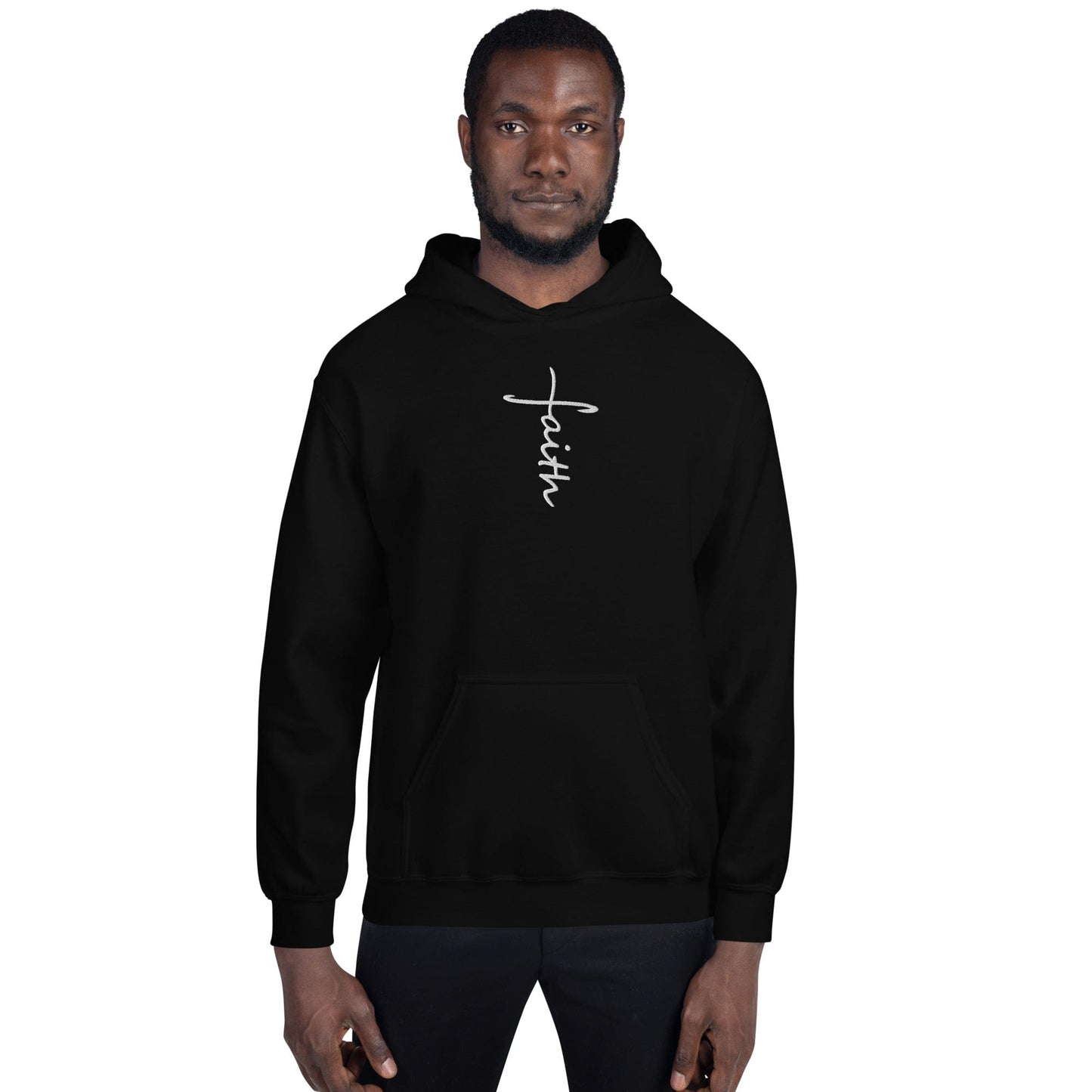 Sweatshirts & Hoodies Faith Cross Embroidered Unisex Hoodie San Rocco Italia