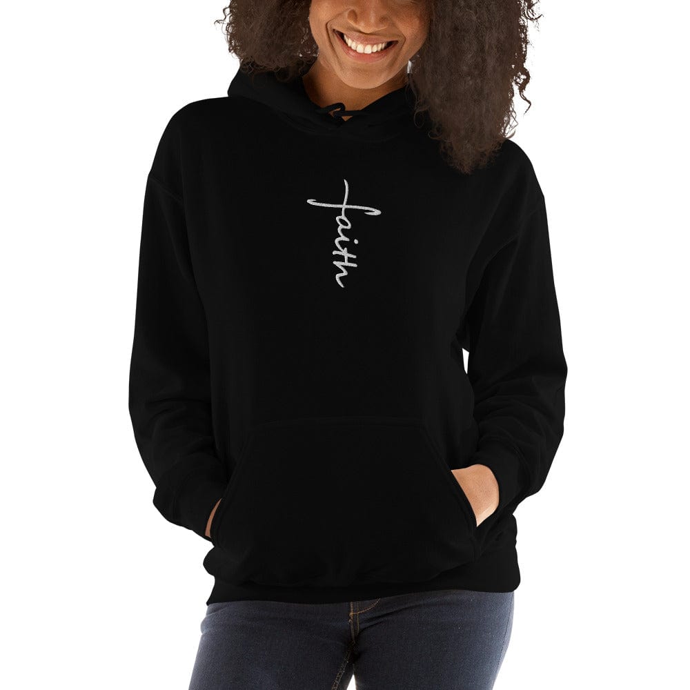 Sweatshirts & Hoodies Faith Cross Embroidered Unisex Hoodie San Rocco Italia