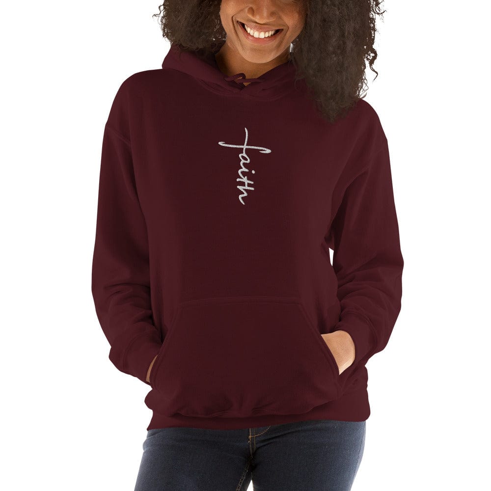 Sweatshirts & Hoodies Faith Cross Embroidered Unisex Hoodie San Rocco Italia