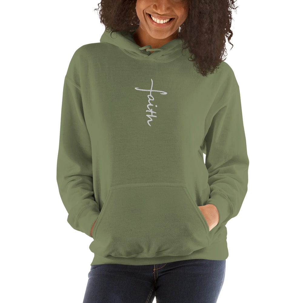 Sweatshirts & Hoodies Faith Cross Embroidered Unisex Hoodie San Rocco Italia
