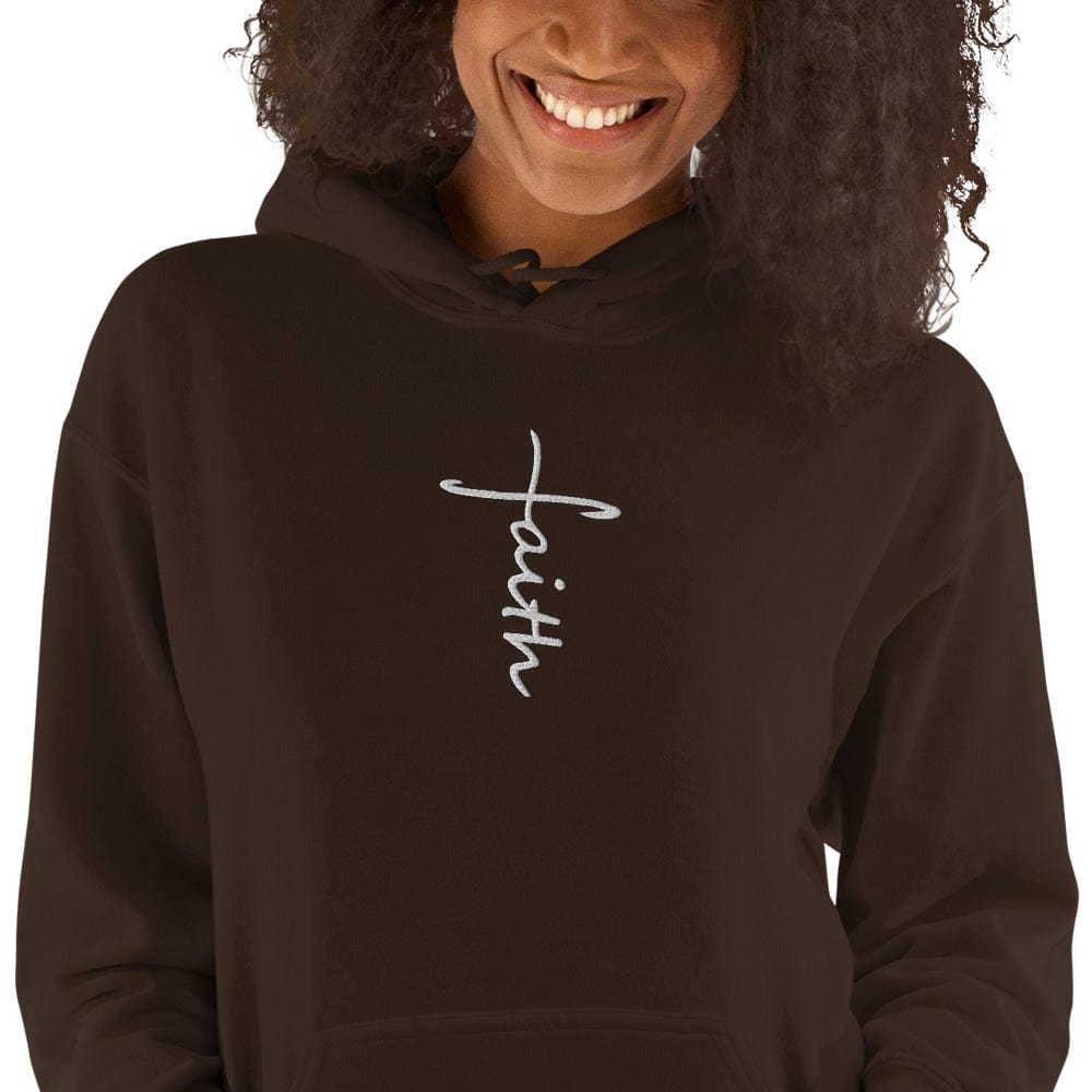 Sweatshirts & Hoodies Dark Chocolate / S Faith Cross Embroidered Unisex Hoodie San Rocco Italia