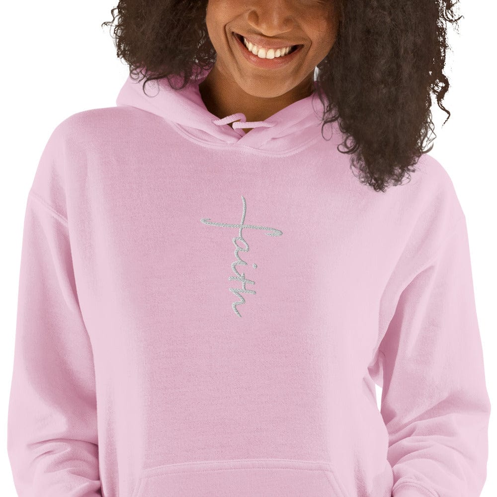 Sweatshirts & Hoodies Light Pink / S Faith Cross Embroidered Unisex Hoodie San Rocco Italia