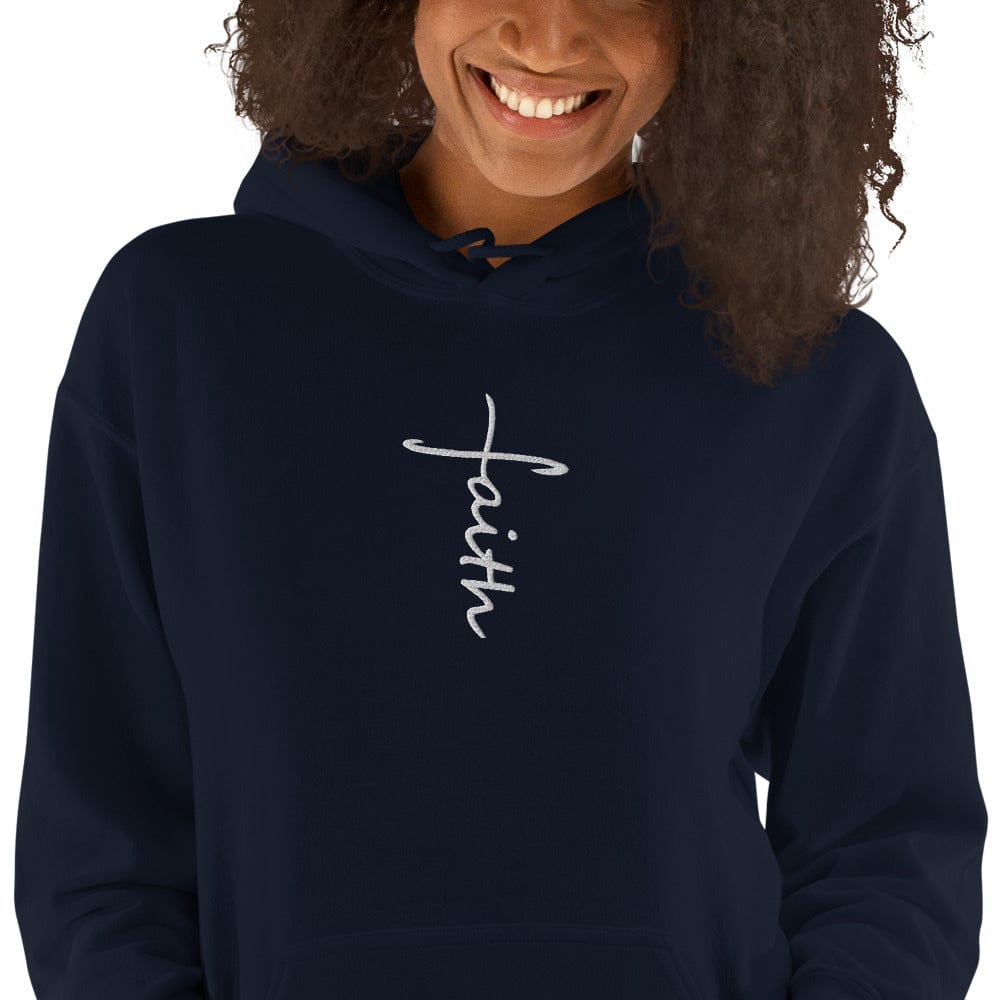 Sweatshirts & Hoodies Navy / S Faith Cross Embroidered Unisex Hoodie San Rocco Italia