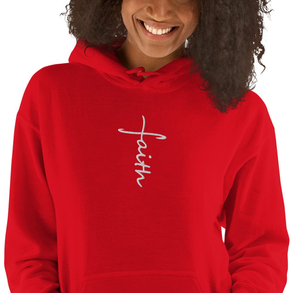 Sweatshirts & Hoodies Red / S Faith Cross Embroidered Unisex Hoodie San Rocco Italia