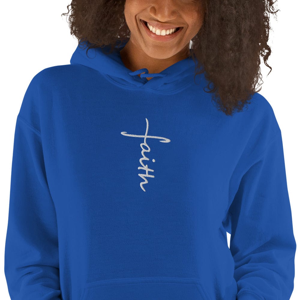 Sweatshirts & Hoodies Royal / S Faith Cross Embroidered Unisex Hoodie San Rocco Italia