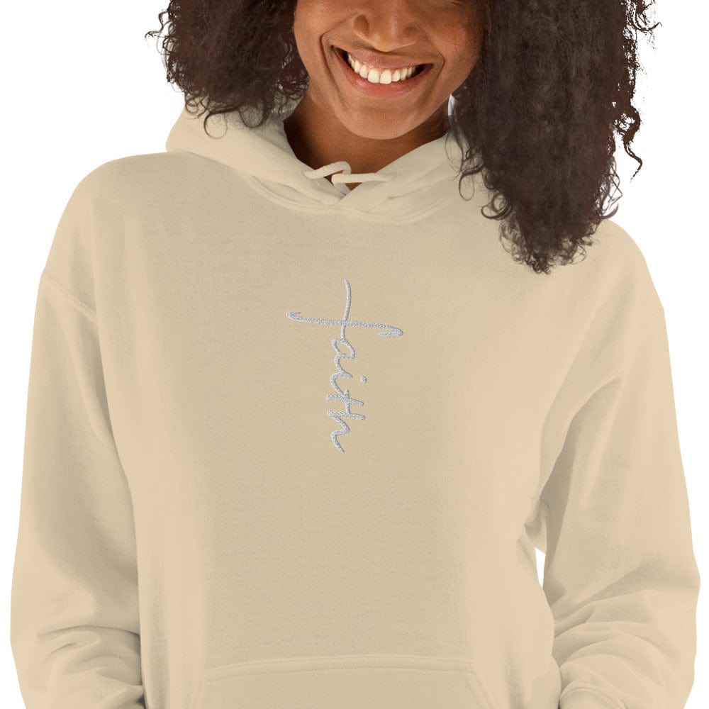 Sweatshirts & Hoodies Sand / S Faith Cross Embroidered Unisex Hoodie San Rocco Italia