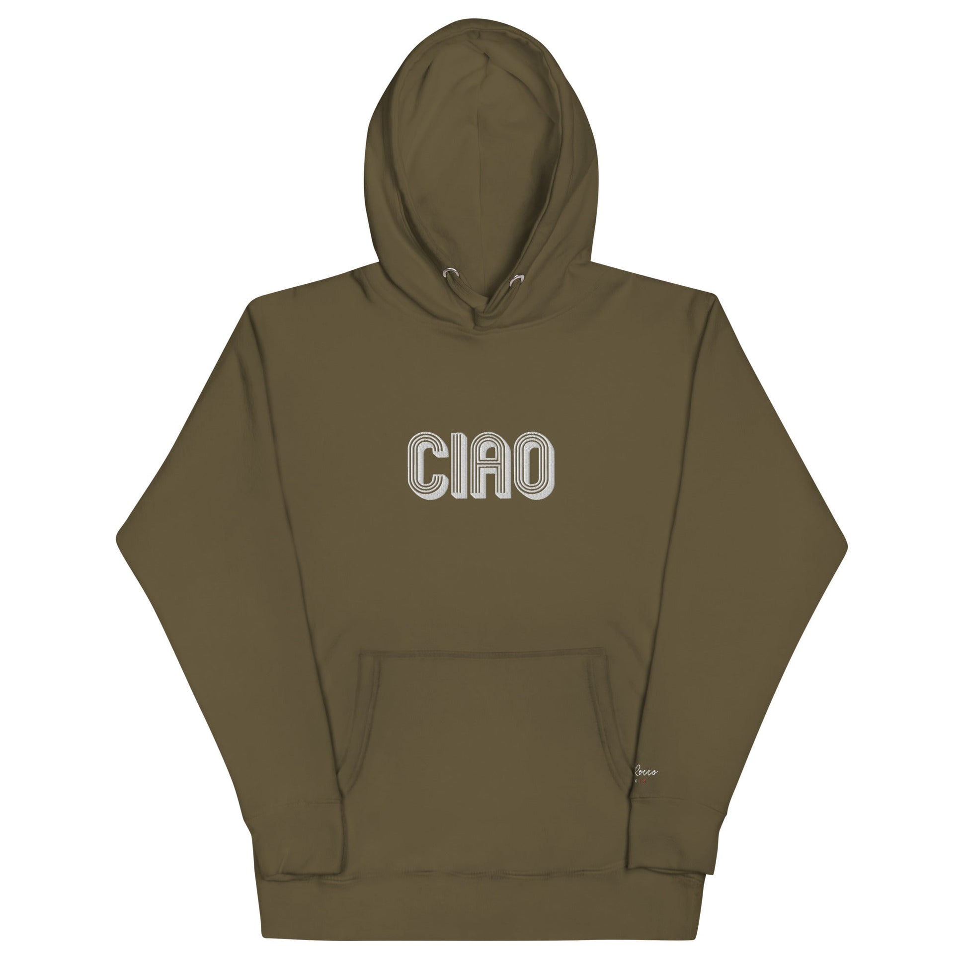 Sweatshirts & Hoodies Military Green / S Unisex Embroidered Ciao Hoodie San Rocco Italia