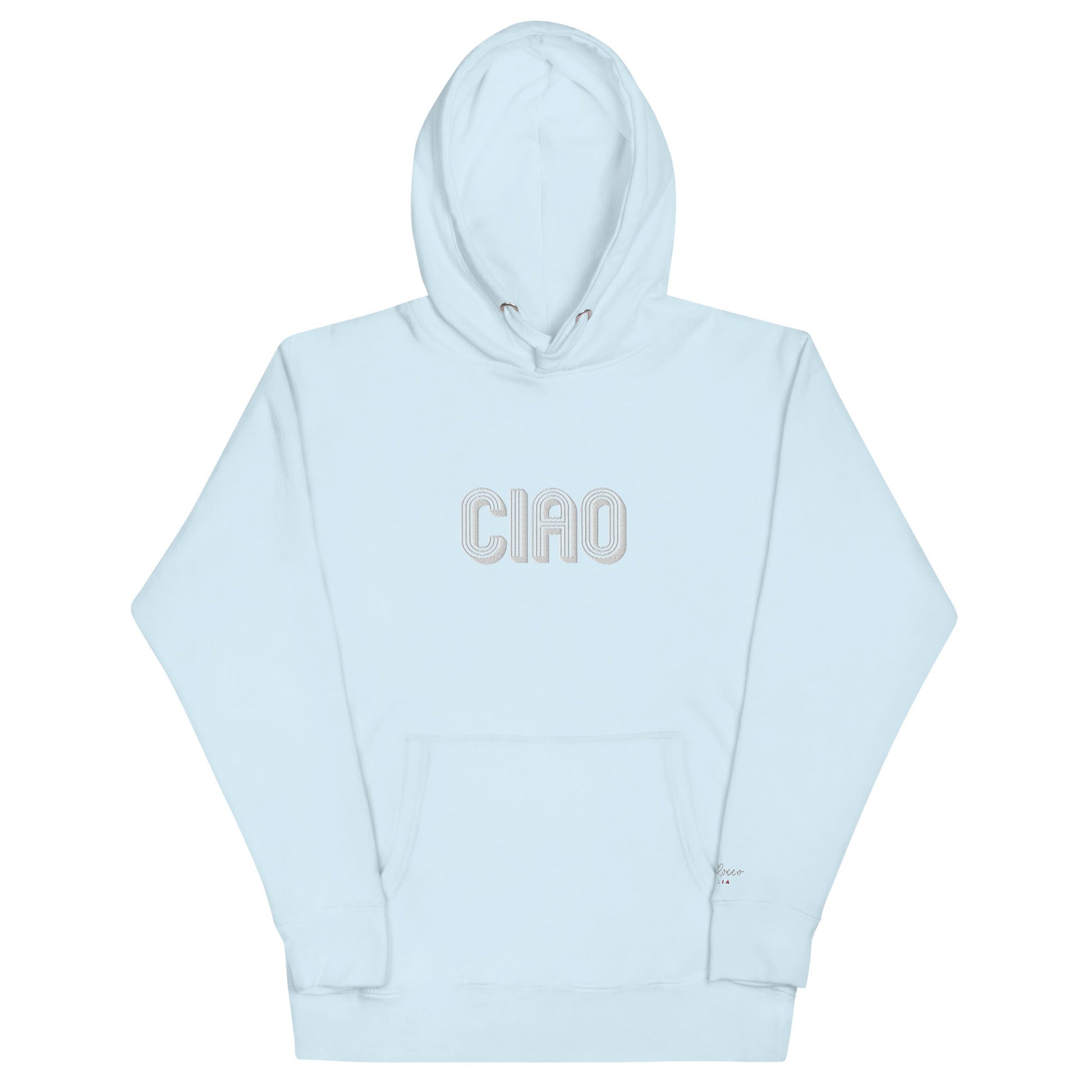 Sweatshirts & Hoodies Sky Blue / S Unisex Embroidered Ciao Hoodie San Rocco Italia