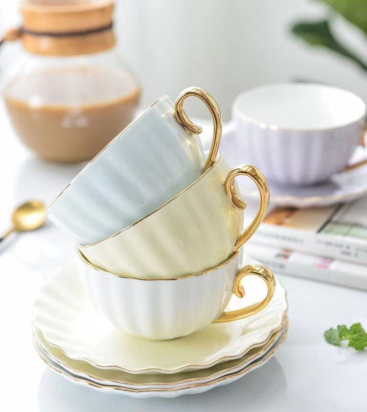 Wavy Porcelain Cup And Saucer - - San Rocco Italia