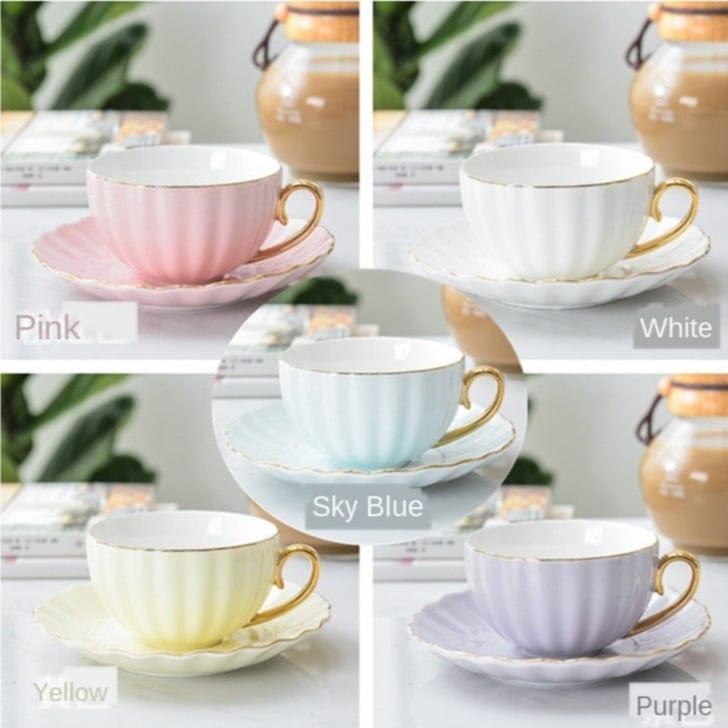 Wavy Porcelain Cup And Saucer - - San Rocco Italia