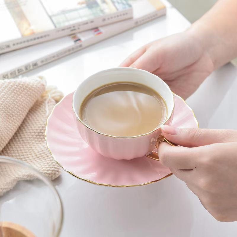 Wavy Porcelain Cup And Saucer - - San Rocco Italia