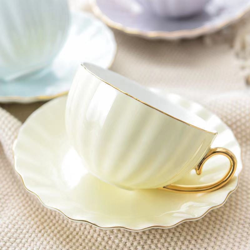 Wavy Porcelain Cup And Saucer - - San Rocco Italia
