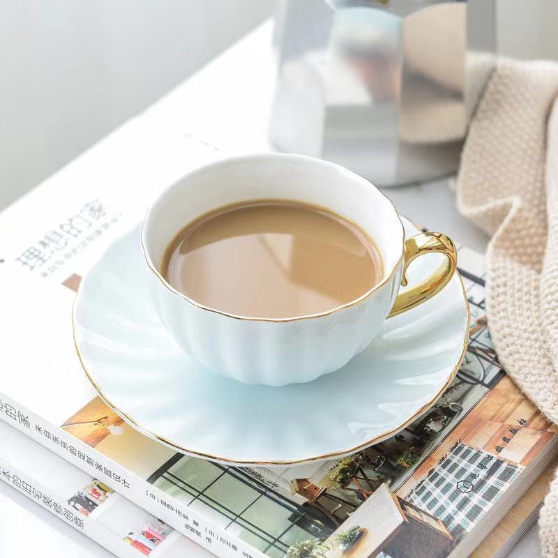 Wavy Porcelain Cup And Saucer - - San Rocco Italia