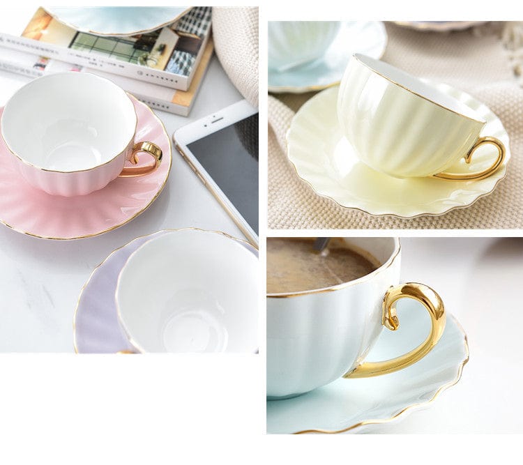 Wavy Porcelain Cup And Saucer - - San Rocco Italia
