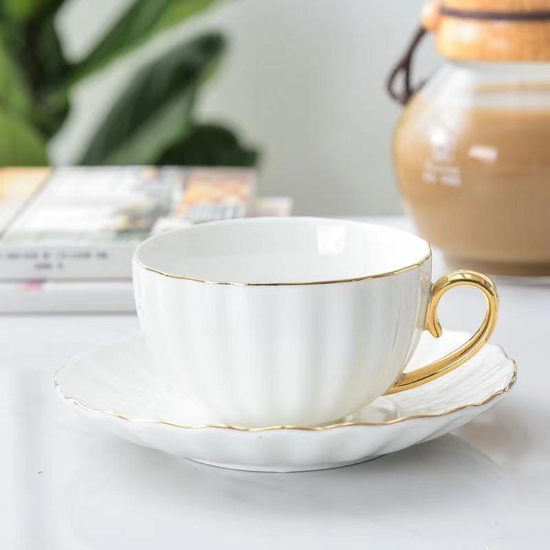 Wavy Porcelain Cup And Saucer - - San Rocco Italia