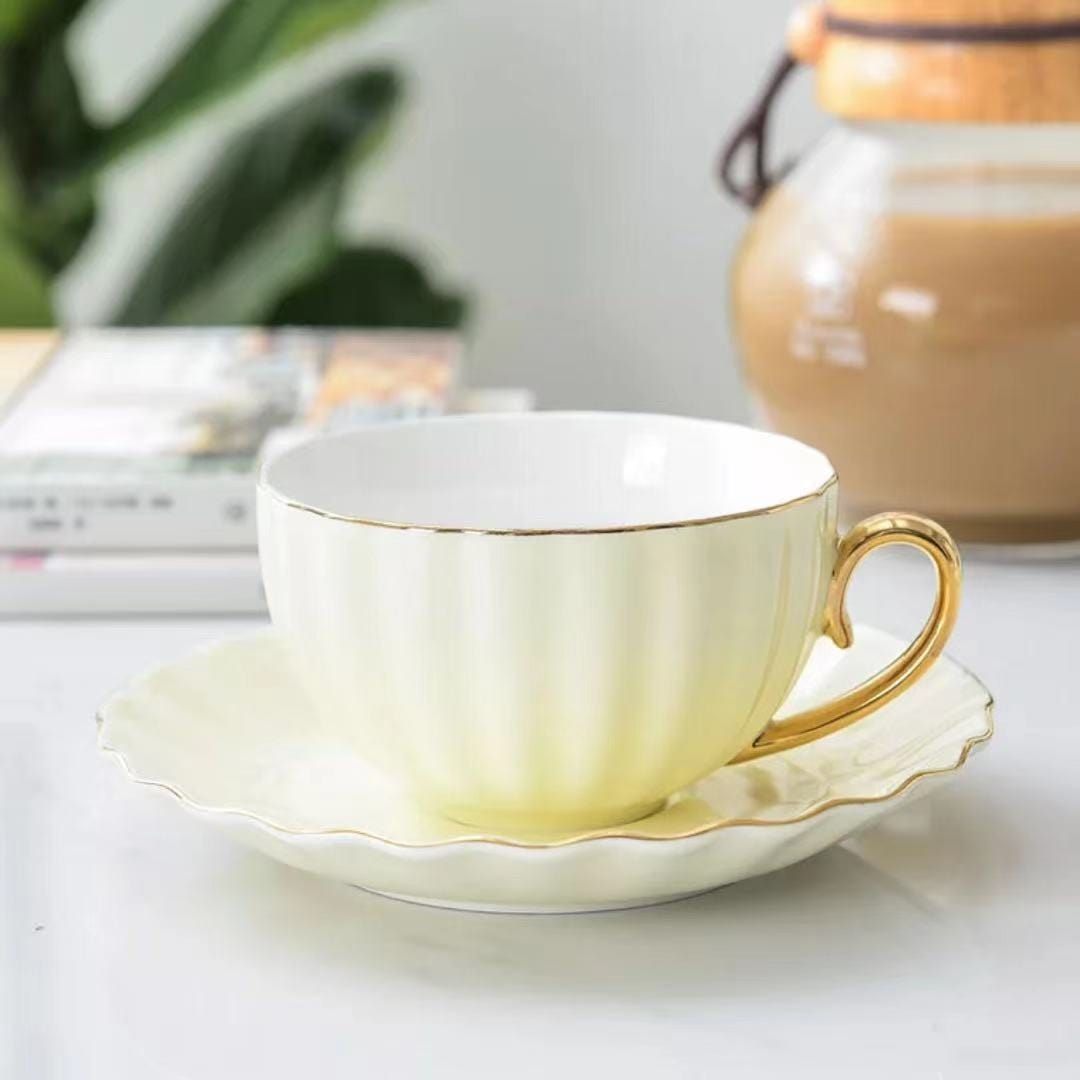 Wavy Porcelain Cup And Saucer - - San Rocco Italia