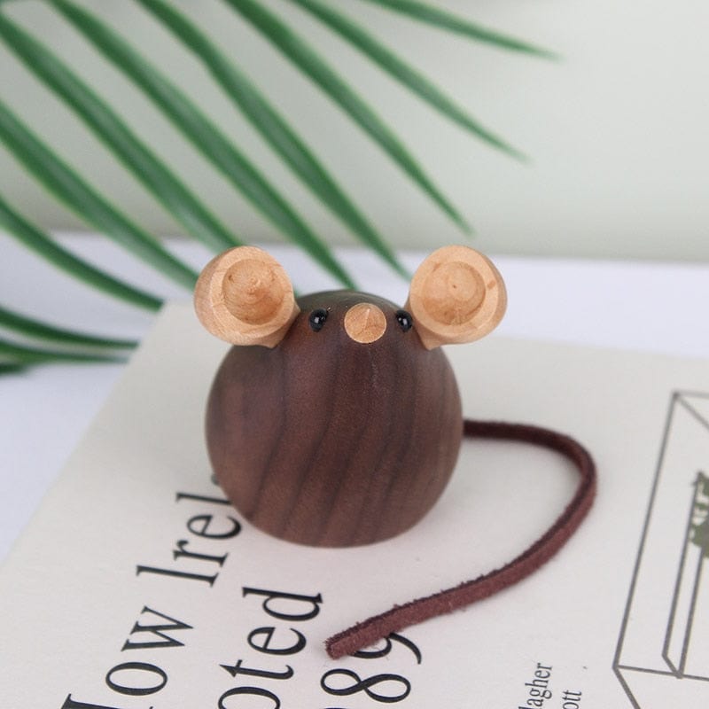 Wooden Cat & Mouse Figurines - Made of Walnut Wood - - San Rocco Italia