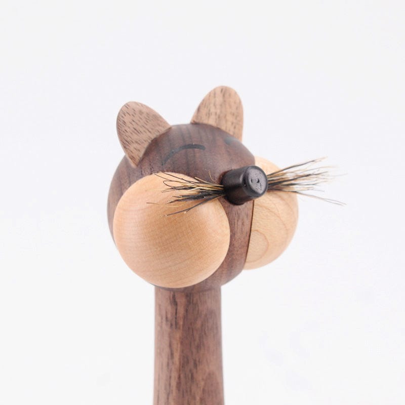 Wooden Cat & Mouse Figurines - Made of Walnut Wood - - San Rocco Italia