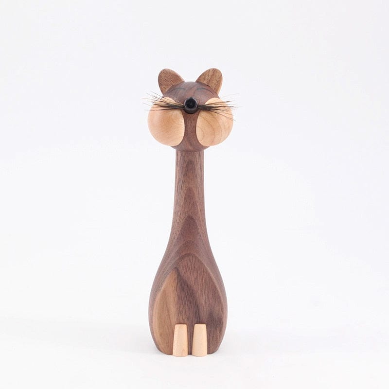 Wooden Cat & Mouse Figurines - Made of Walnut Wood - - San Rocco Italia