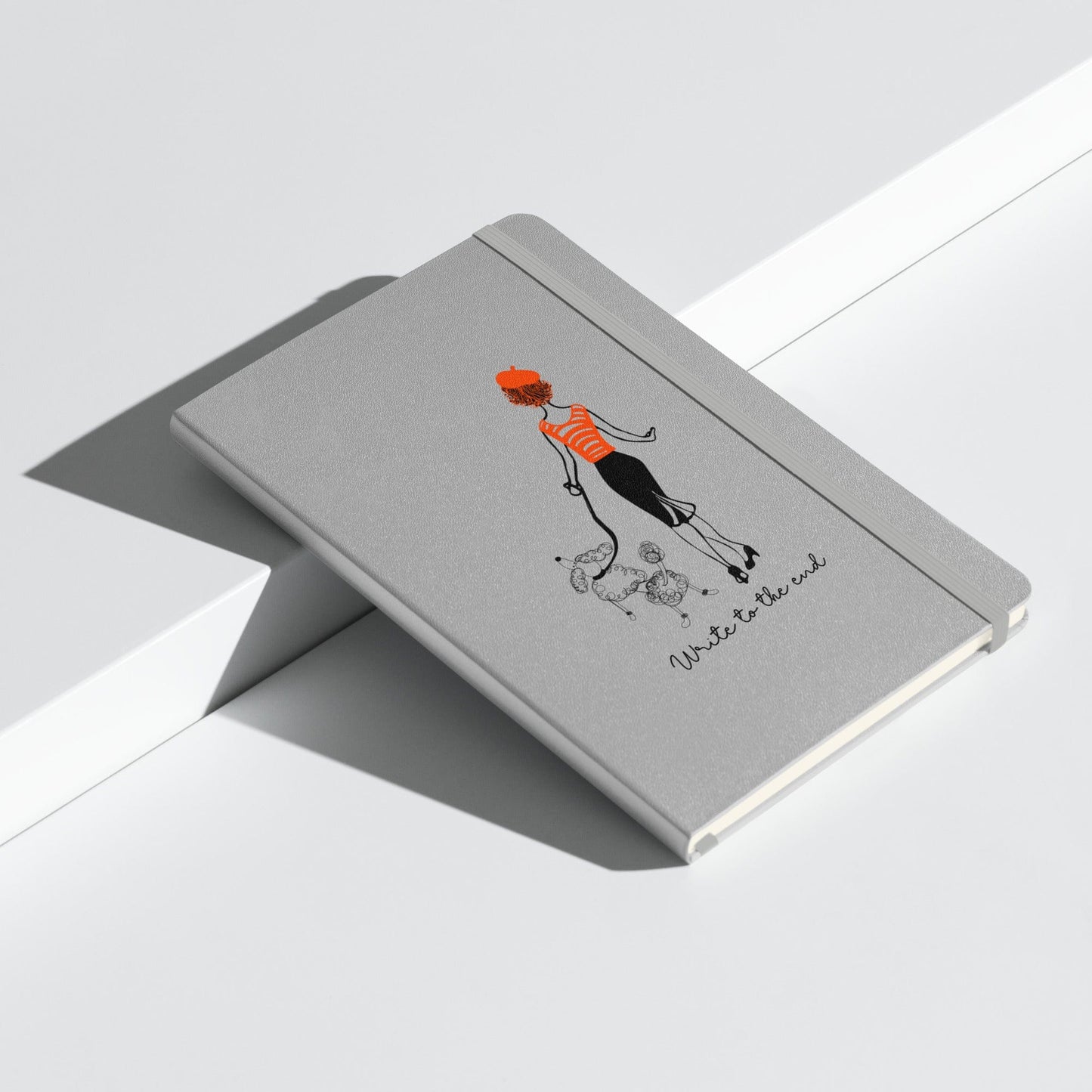 Write to the End Woman and French Poodle Hardcover Bound Notebook - - San Rocco Italia
