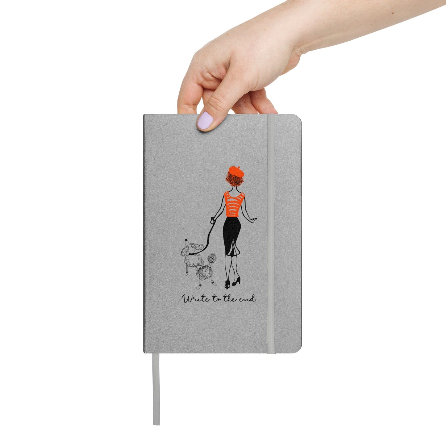 Write to the End Woman and French Poodle Hardcover Bound Notebook - - San Rocco Italia