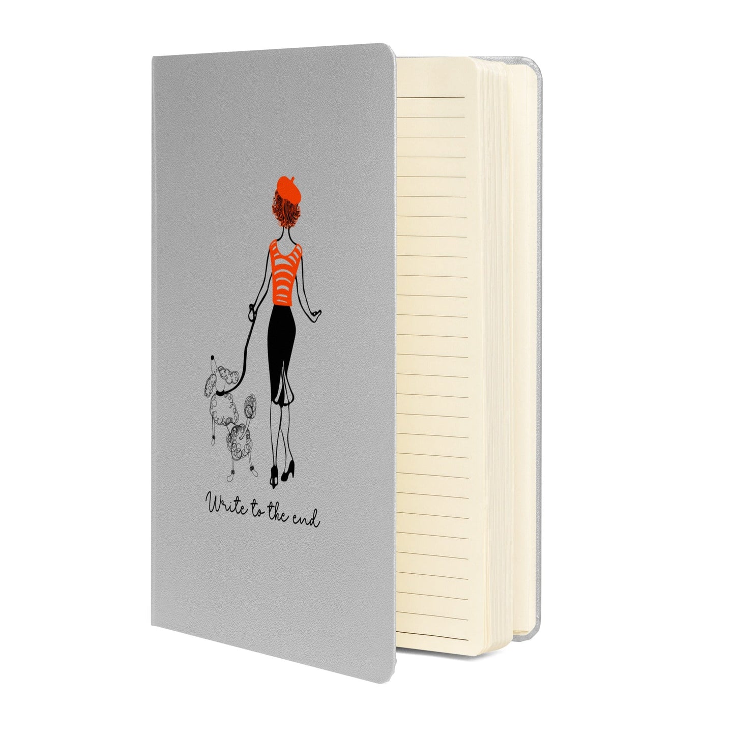 Write to the End Woman and French Poodle Hardcover Bound Notebook - - San Rocco Italia