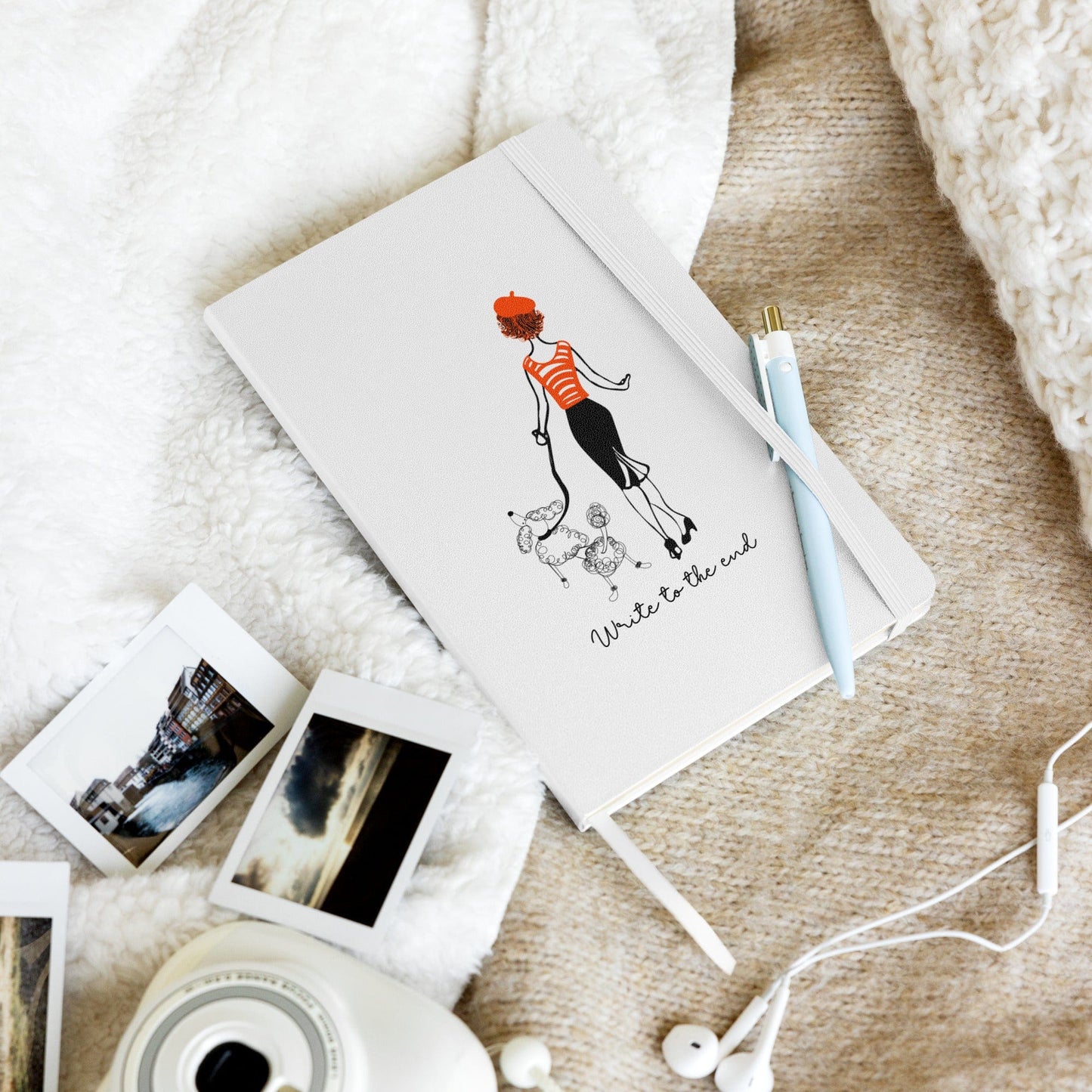 Write to the End Woman and French Poodle Hardcover Bound Notebook - - San Rocco Italia