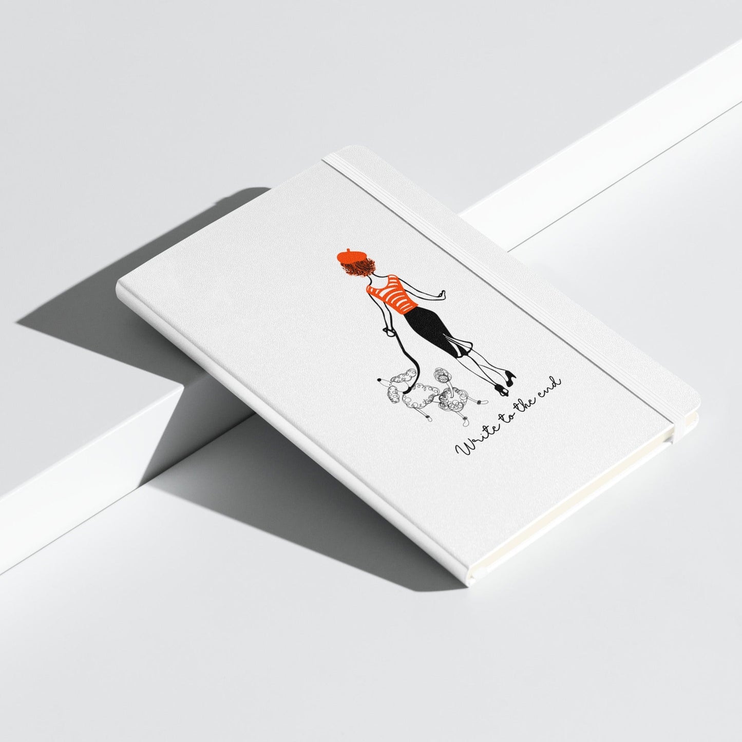 Write to the End Woman and French Poodle Hardcover Bound Notebook - - San Rocco Italia